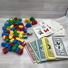 1990 Monopoly Junior Board Game Pieces Replacement Houses Cash Dice Cars Cards