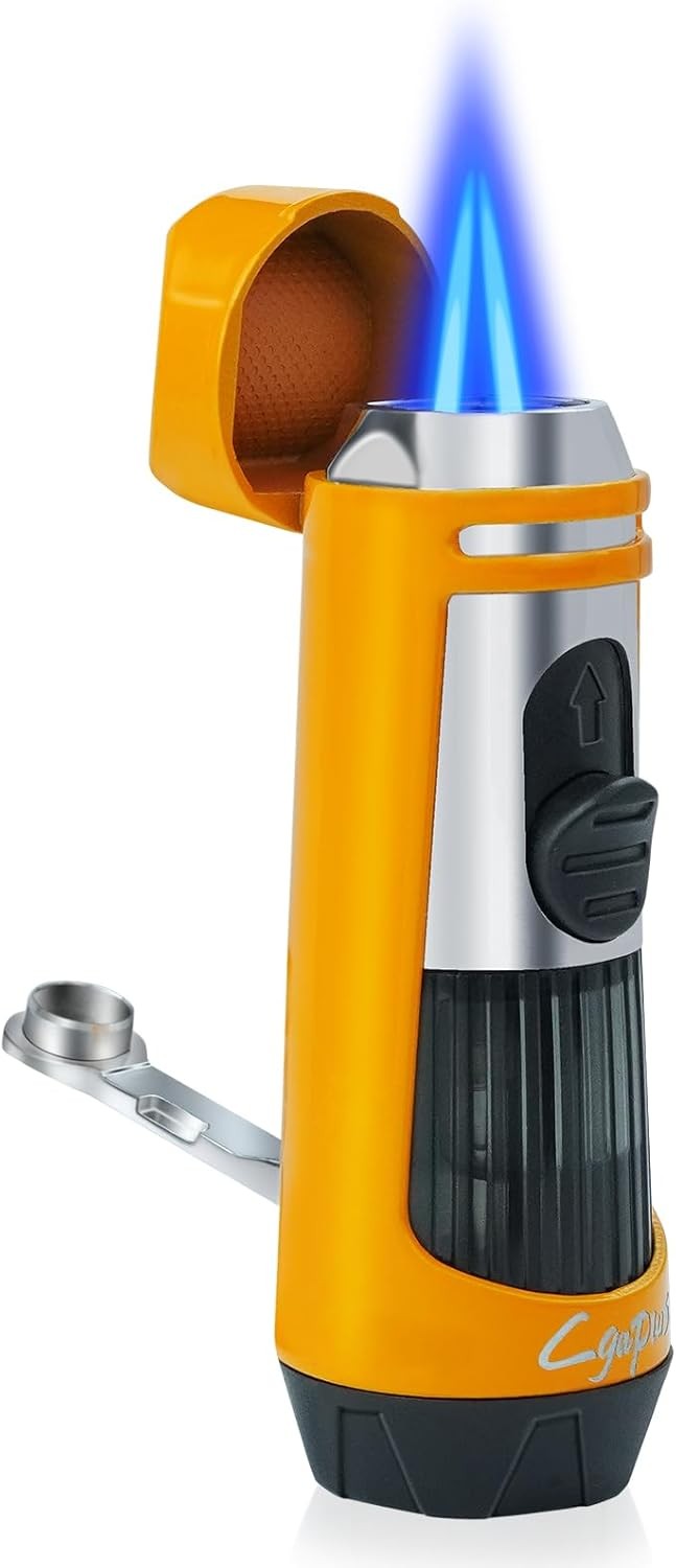 S Double Jet Butane Refillable Lighter With Punch Windproof L