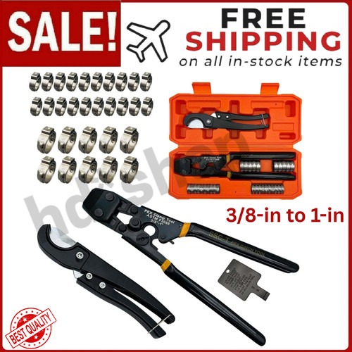 PEX Pipe Clamp Cinch Tool Kit Crimping Tool Crimper for Stainless Steel W/ Case