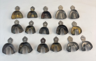 Vintage Used CAULK Rim-Lock Dental Impression Trays Mold UP/LO Lot of 16