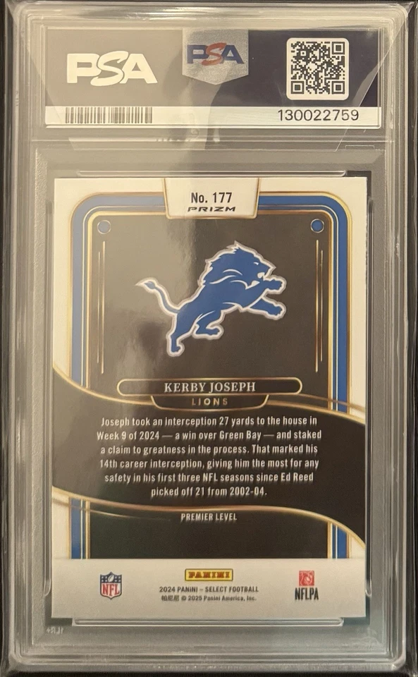 2024 Select Football Zebra Shock Kerby Joseph PSA 7 Detroit Lions - Image 2 of 2
