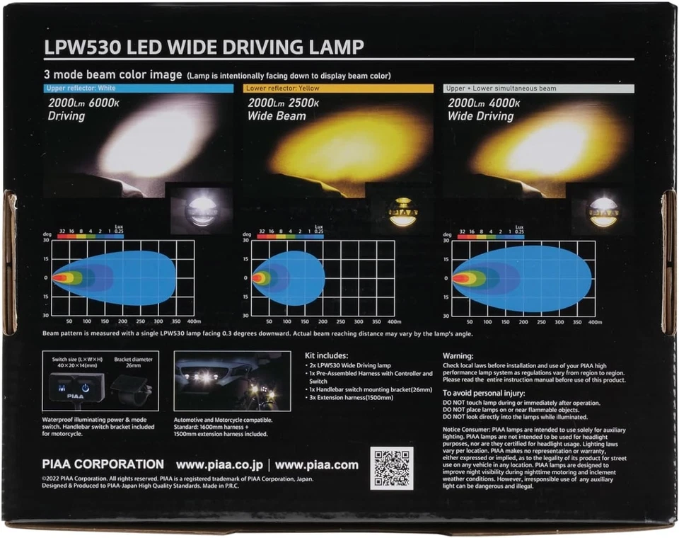 Lámpara retrofit LED PIAA blanca_6000K/amarilla_2500K 12V 20W 2 piezas DKW531 Foto 3 de 4