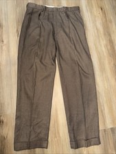 Polo Ralph Lauren Pants Men 34x34 Gray Houndstooth Pleated Cuffed Trousers Vtg