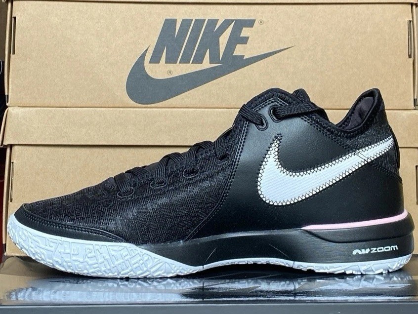 MENS NIKE ZOOM LEBRON NXXT GEN, BLACK/WHITE-MED-SOFT PINK