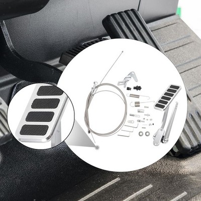Universal Polished Aluminum Throttle Pedal Throttle Cable Kit Sturdy Functional