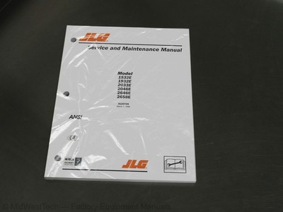 JLG 1532E, 1932E, 2033E, 2046E, 2646E, 2658E Scissor Lift Service Manual Book