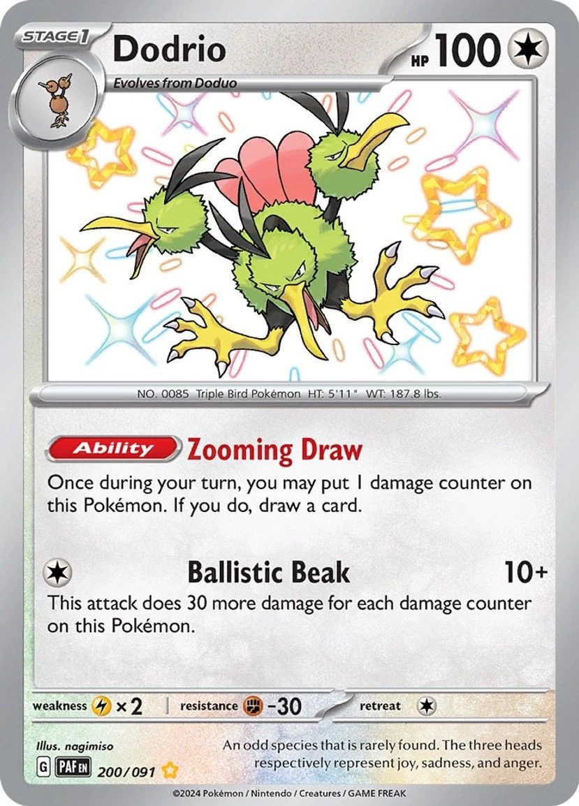 Dodrio - 200/091 - Pokemon Paldean Fates Shiny Rare Card NM