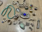 Lot Vintage Sterling Silver Jewelry Bracelets, Earrings, Rings, Necklace 250 G