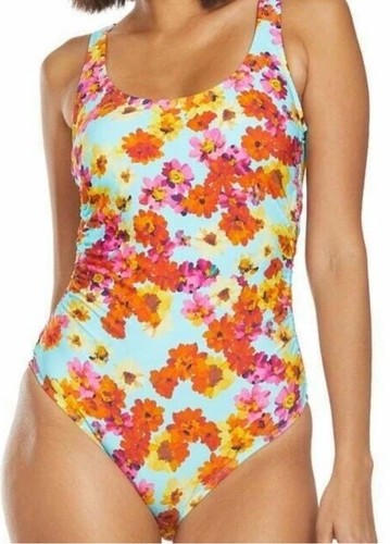 $98 Kenneth Cole Reaction Women's In the Garden Side Ruched Swimsuit sz M Multi - Picture 8 of 11