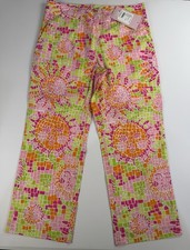 Women  s Lilly Pulitzer Mosaic Sun Salute Pink Sands Capri Pants Size 6 Stretch