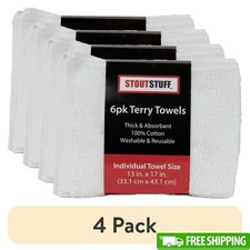 6 Pack Cotton Terry Towels Absorbent Cleaning Cloths Home Office Garage New