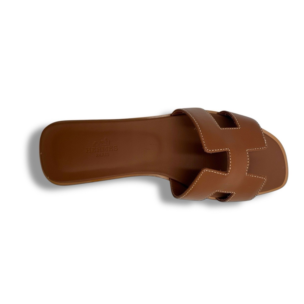 Hermes Oran Sandals Gold Brown Calfskin 38 EU 7.5 US NIB New With