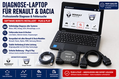 Renault Dacia Diagnosegerät Tester Can Clip VCI & Laptop/Tablet mit Touchscreen