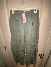 Wild Fable Women's Mid Rise Wide Leg Relaxed Cargo Pants Blue Size Small