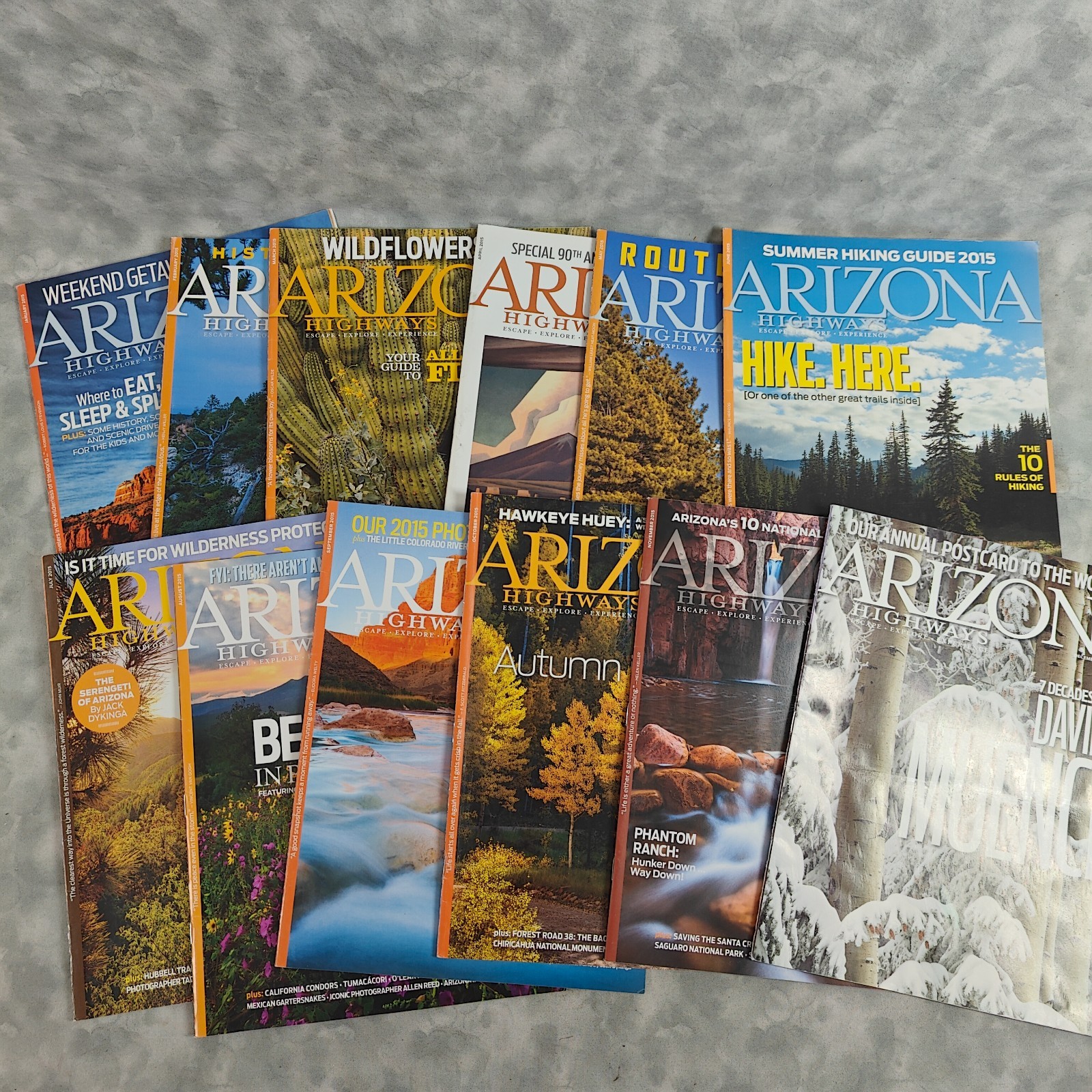 Arizona Highways Magazine 2015 Complete Year Lot 12 Issues Route 66 Hikes AZ Set
