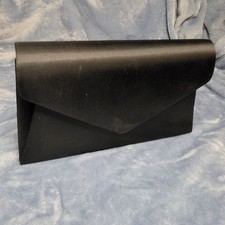 Vintage Lord  Taylor Black Satin Convertible Clutch Shoulder Bag Evening Purse