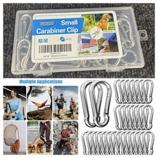 M4 30PCS Small Carabiner Clips, 1.57 Inch Spring Snap Hooks, Heavy Duty Locking 