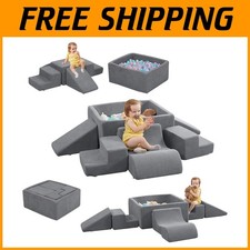 Toddler Indoor Climbing Toys, 6PCS Grey Foam Blocks
