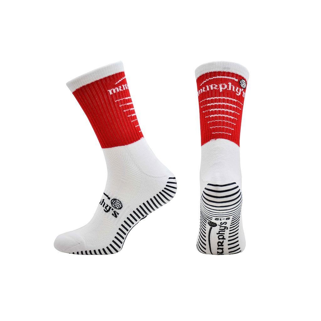 Murphy's Pro Mid Grip Socks Adult 9-12 Red/White 9-12 Red/White