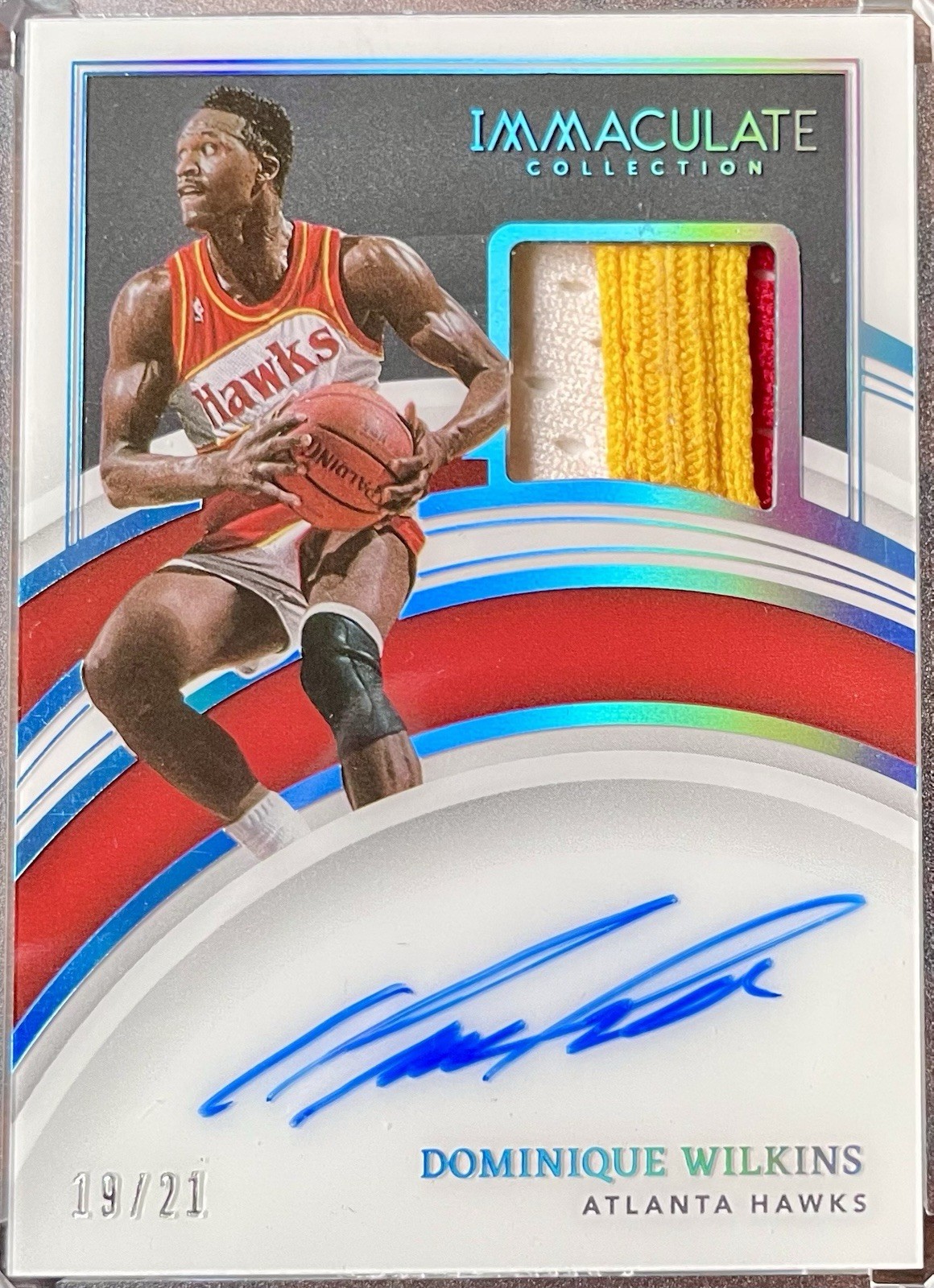 2021-22 Panini Immaculate Dominique Wilkins #PA-DQW Patch Auto /21 HOF Game Used view 7