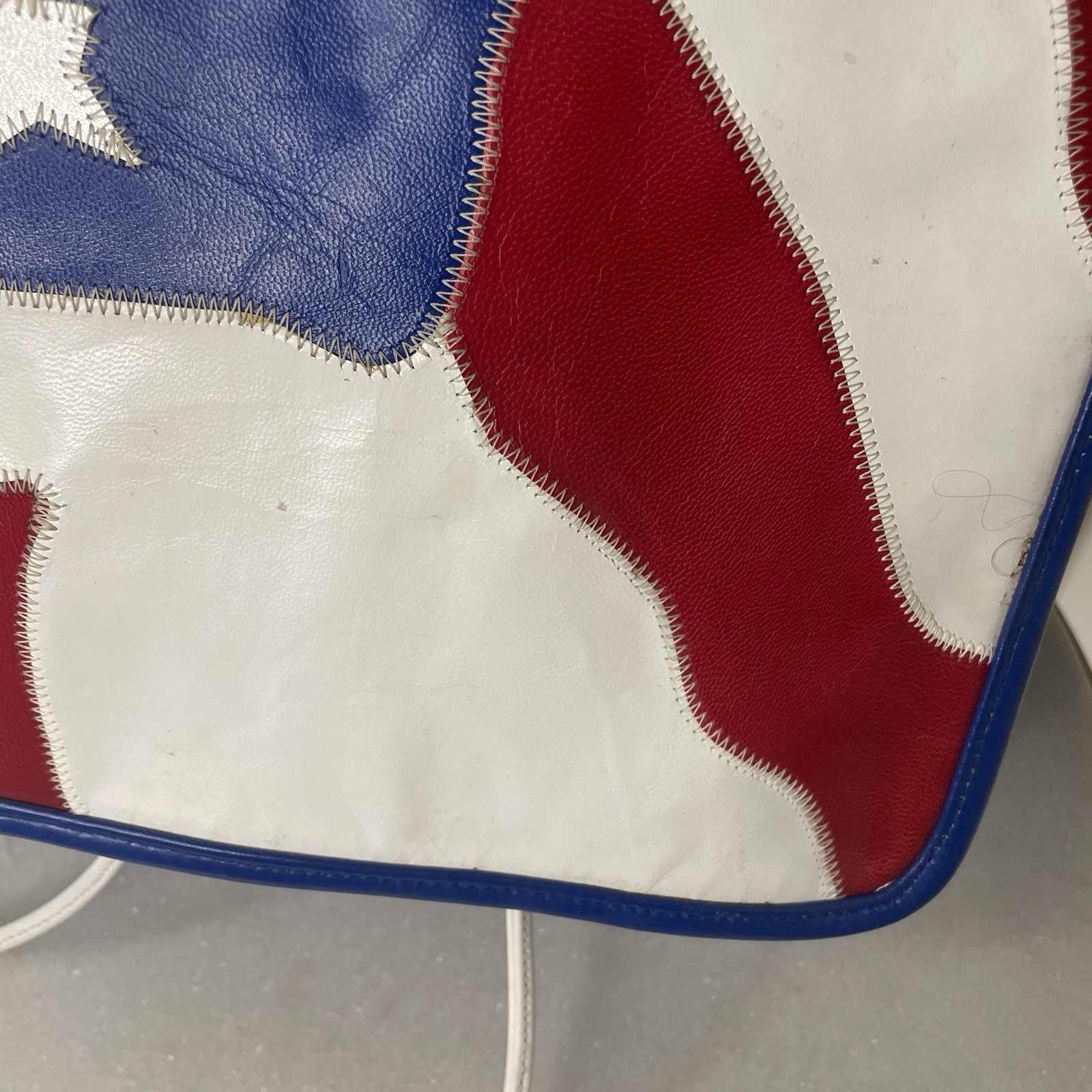 American Flag Patchwork Red White Blue Leather Me… - image 7