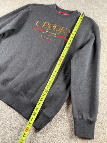Crooks & Castles Sweatshirt Mens 2XL Gray Crewneck Embroidered Pullover EST 2002 - Picture 5 of 8