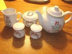 Corelle Callaway Holiday Tea Pot Sugar & Creamer & Salt & Pepper Set