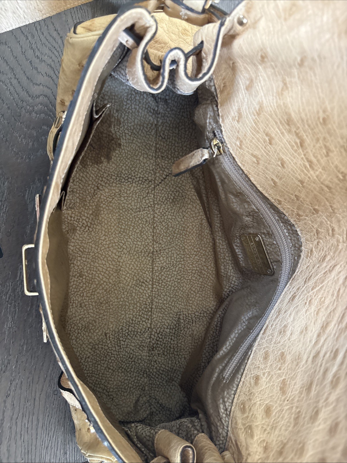 BORBONESE Ostrich handbag Camel, Ostrich  — image 22