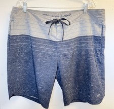 Travis Mathew Board Swim Shorts Mens 38 Blue Striped Surf Swim Trunks Drawstring