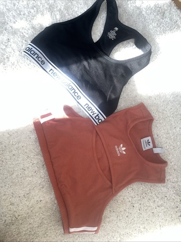 New Balance Sports Bra Size L Impact X Adidas Crop Ribbed Size 14 Top Gym Bundle