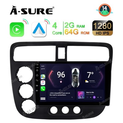2+64G Android 14 AutoRadio Carplay DSP GPS Navi für Honda Civic VII Hatchback