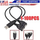 USB 2.0 A Male To Dual USB Female Jack Splitter Hub Power Cord Adapter Cable Lot