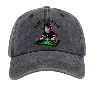 Game On Beats On Football DJ Unisex Washed Dad Hat