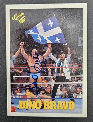 Dino Bravo Autographed 1990 WWE Card