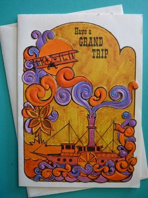 Vintage 70's Unused HAVE A GRAND TRIP Greeting Card Travel Vacation