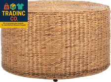 Home Collection   Jesse Natural Wicker Storage round Coffee Table, Fully Assembl