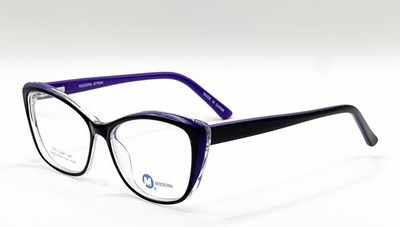 Modern Attain Black Grape Crystal Rectangle Authentic Eyeglass Frames 53-15-145