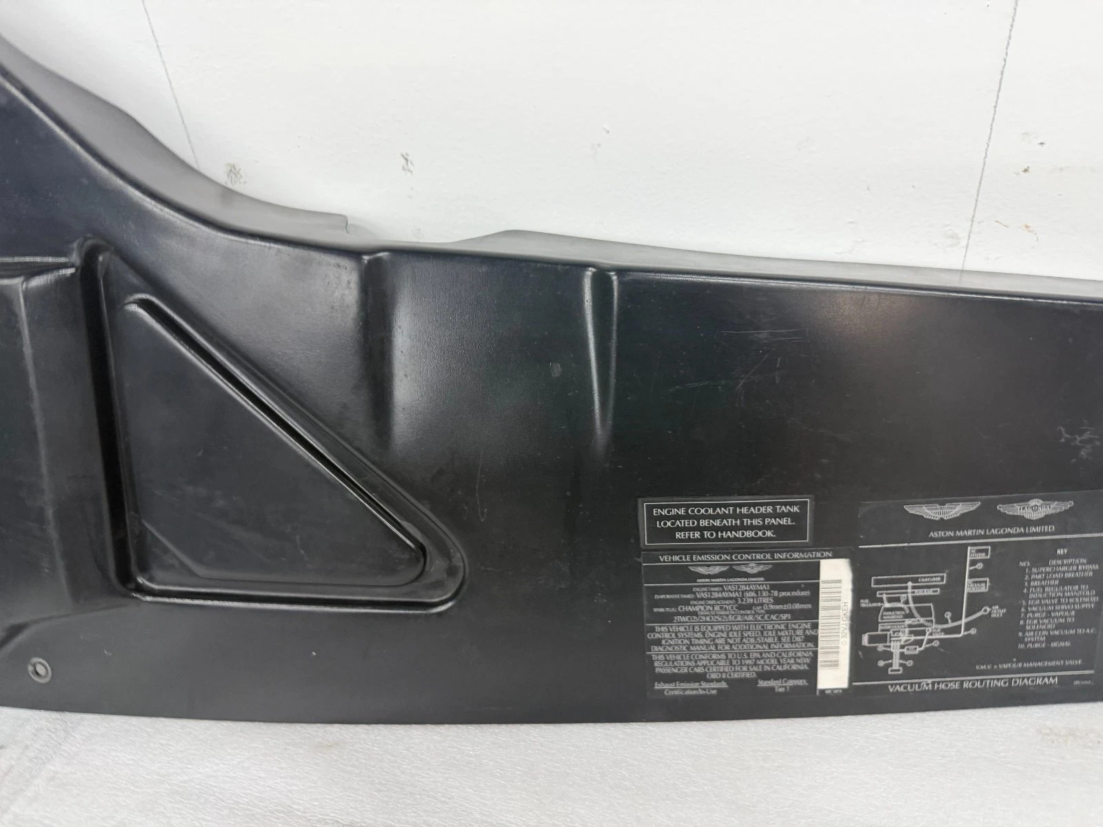 Aston Martin Vacuum Hose Routing Diagram Panel Cover Black OEM