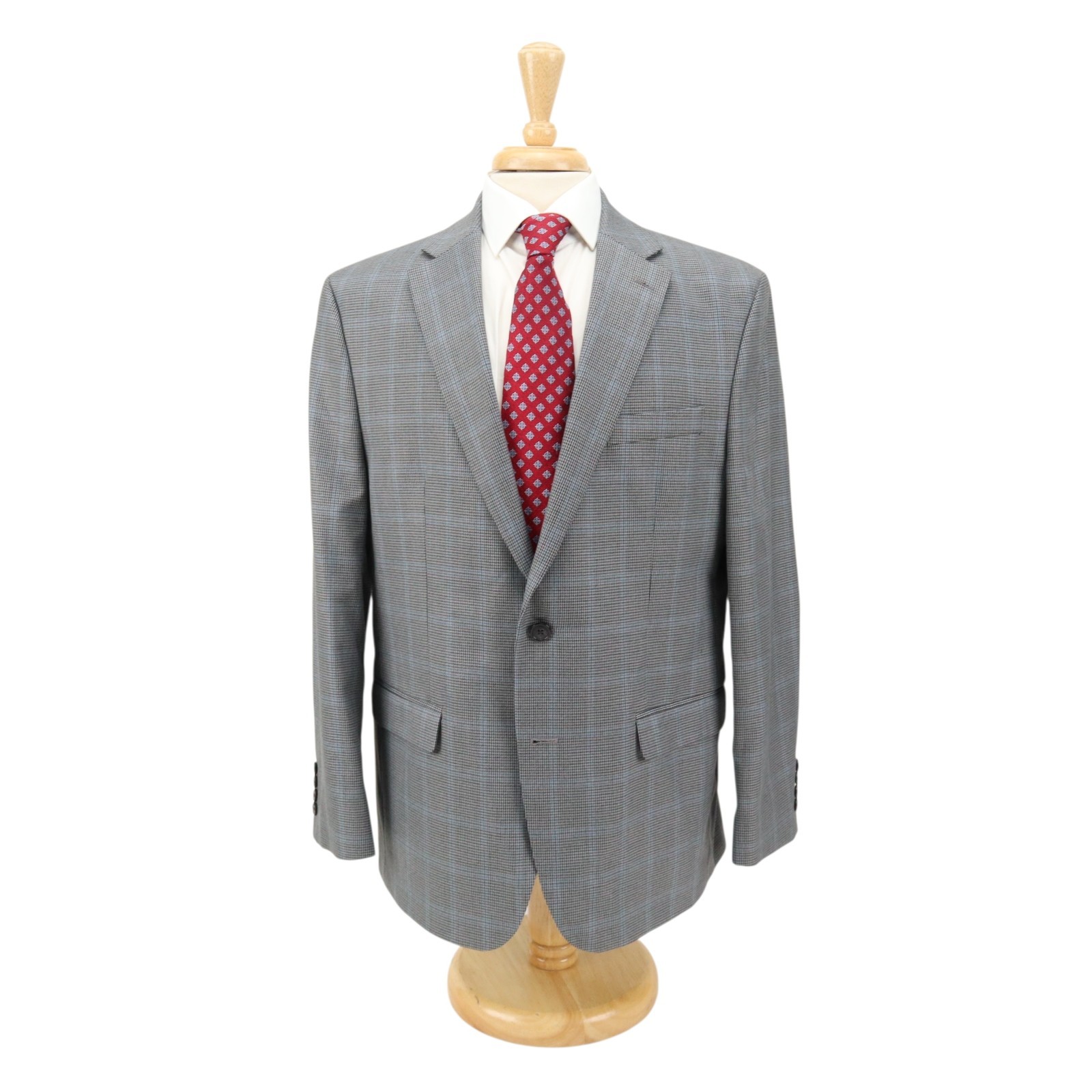 Chaps Medium Gray Houndstooth Blue Overcheck Poly… - image 3