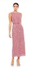 NWT Mac Duggal Womans Evening Gown Dress 93550 Sz14 Rosewood Pink Silver Sequin