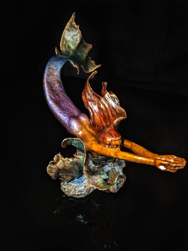 Mark Hopkins Mermaid Bronze Sculpture Measures 15" L x 10" H - Picture 1 of 13