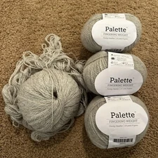 Knit Picks Palette 100% Peruvian Highland Wool Yarn Fingering Lot Of 4 Gray