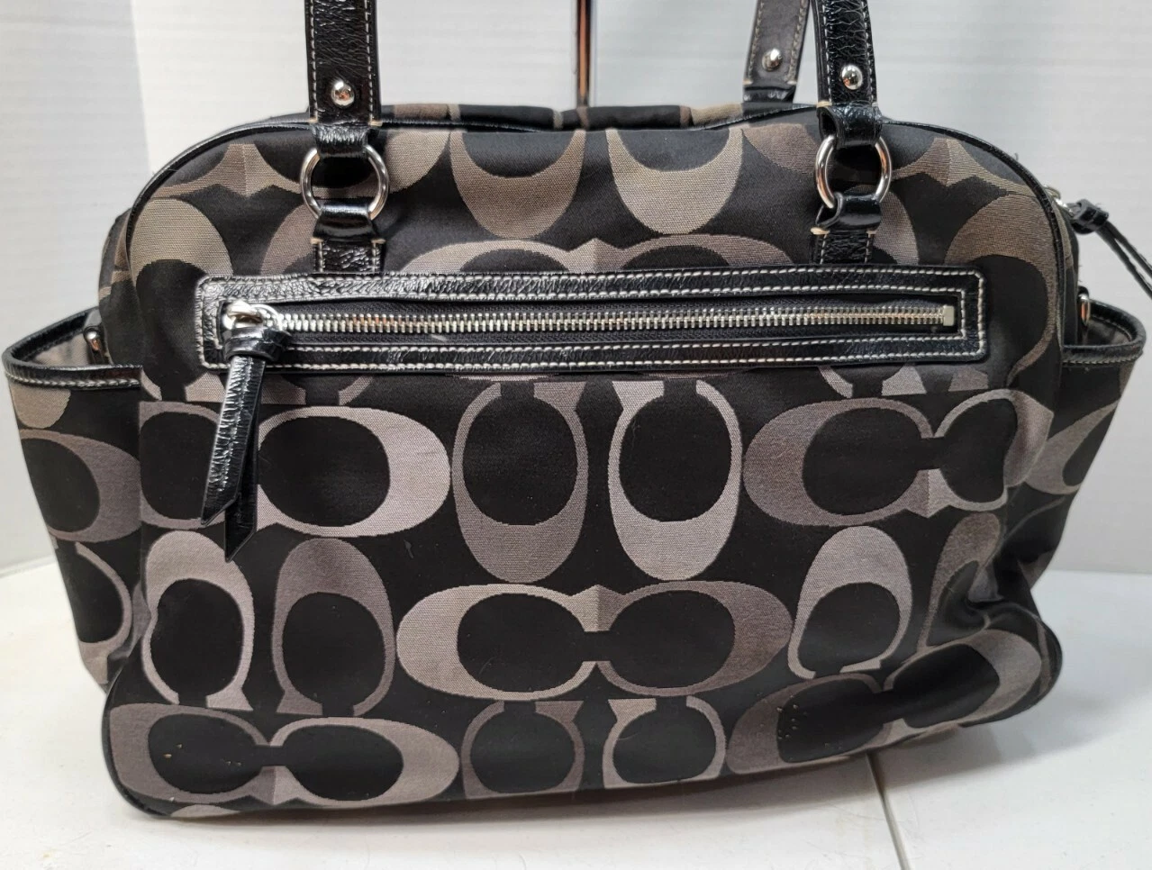 BORSA A TRACOLLA COACH ADDISON SIGNATURE NYLON NERO BORSA PANNOLINI DA VIAGGIO F18376