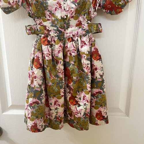 Gingersnaps Floral Side Cut-Out Dress with Bubble Sleeves Cotton Girls Size 8 - Picture 11 of 12