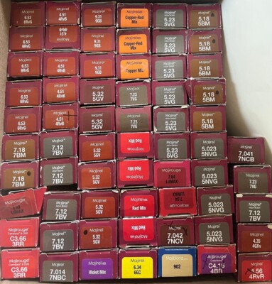 65 pc MIXED LOT MAJIREL  MAJIROUGE  MAJIBLOND PERMANENT Hair Color 1.7oz
