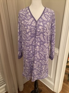 Charter Club Large L Nightgown Fleece Warm Fuzzy Sleeves Purple Short | eBay