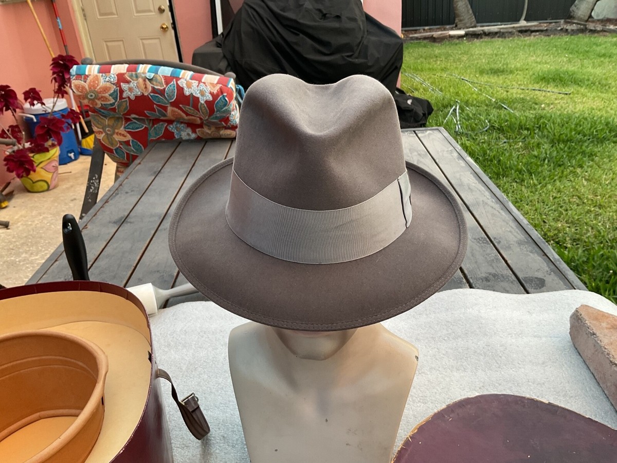帽子 40s Vintage Borsalino Alex 7 3/8 59cm Vintage OUTSTANDING 40S Borsalino Gray Beaver Fedora Sz 7-1