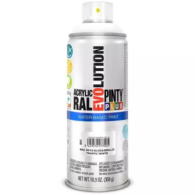 Evolution Acrylic Gloss Traffic White, Water Base Spray Paint 10.9 Oz.