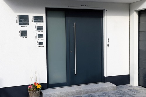 Graviers Hausname und Hausnummer Türschild aus V2A Edelstahl Anthrazit anpassbar - Bild 2 von 49