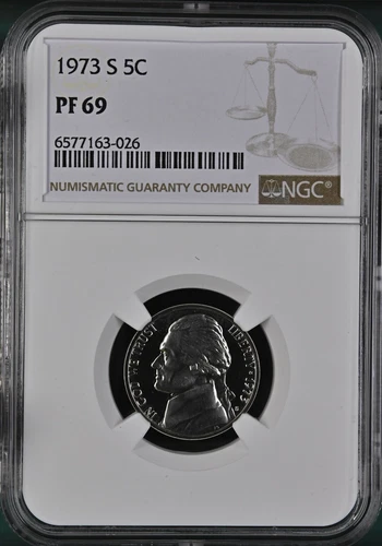 1973 S Jefferson Nickel 5C NGC PR69